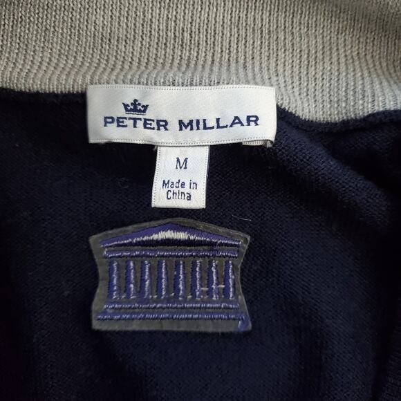 Peter Millar Merino Silk Quarter Zip Sweater Crown Soft Navy ME0S52 Size Medium - Picture 7 of 9